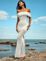 Off‑Shoulder Crochet Maxi Dress – Beachside Boho Elegance