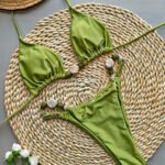 Beaded Strap Triangle Bikini Set