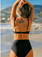 Coastal Muse Ribbed Two‑Piece Bikini Set – Black - Image 2