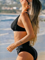 Coastal Muse Ribbed Two‑Piece Bikini Set – Black - Image 3