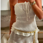 Crochet Halter Ruffle Mini Dress – Boho Resort Chic (Style)
