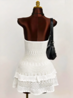 Crochet Halter Ruffle Mini Dress – Boho Resort Chic (Style) - Image 2