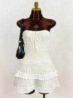 Crochet Halter Ruffle Mini Dress – Boho Resort Chic (Style) - Image 3