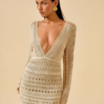 Crochet Lace Open‑Back Mini Dress – Long Sleeve Boho Chic