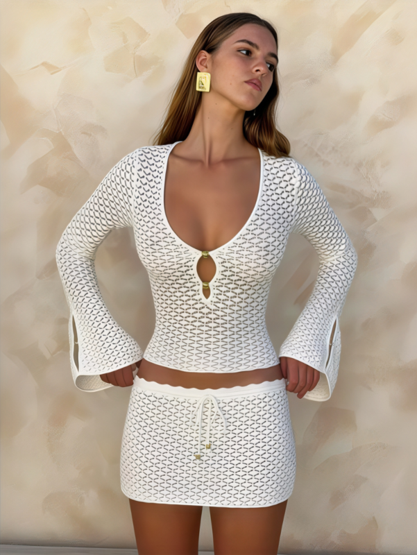 Crochet Lace-Up Two‑Piece Set