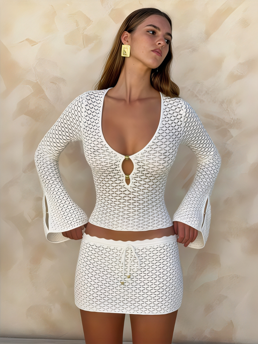 Crochet Lace-Up Two‑Piece Set Crochet Lace-Up Two‑Piece Set