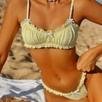 Lemon Bliss Ruched Ruffle Bikini Set – Soft Yellow Resort Swim