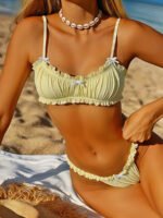 Lemon Bliss Ruched Ruffle Bikini Set – Soft Yellow Resort Swim