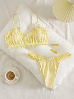 Lemon Bliss Ruched Ruffle Bikini Set – Soft Yellow Resort Swim