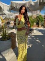 Luxury Crochet Halter Two‑Piece Skirt Set – Boho Elegance