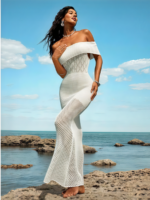 Off‑Shoulder Crochet Maxi Dress – Beachside Boho Elegance
