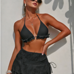 Ruffle Lace Halter Bikini Set