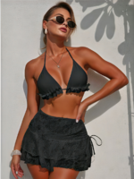 Ruffle Lace Halter Bikini Set