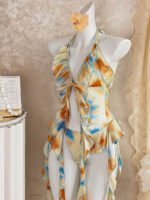 Sunset Splash Ruffle Halter Set – Tie‑Dye Boho Resortwear - Image 3