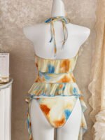 Sunset Splash Ruffle Halter Set – Tie‑Dye Boho Resortwear - Image 2