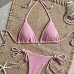 Textured Tie‑Side Triangle Bikini Set – Summer Essentials