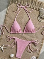 Textured Tie‑Side Triangle Bikini Set – Summer Essentials
