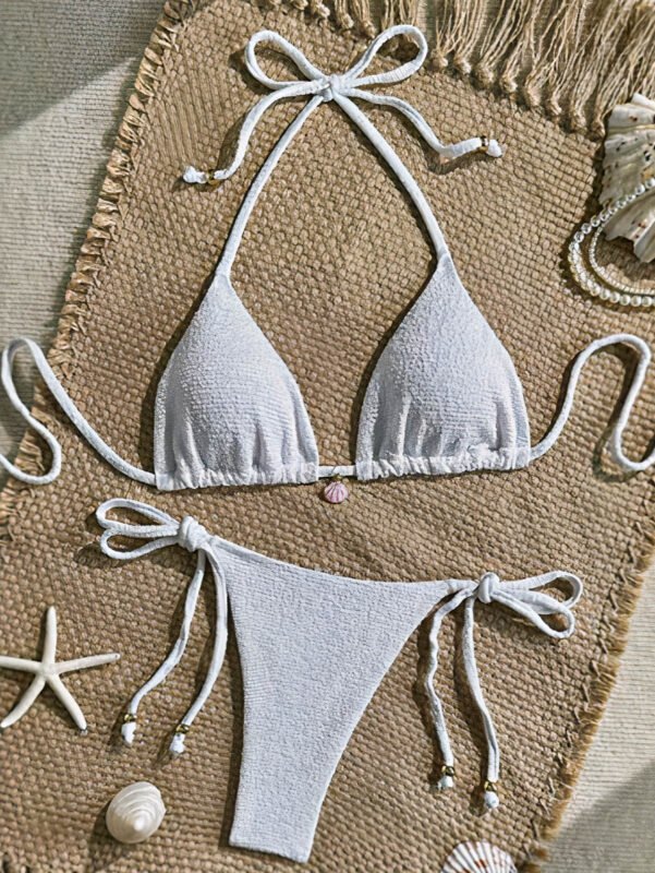 Textured Tie‑Side Triangle Bikini Set – Summer Essentials