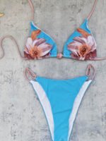 Turquoise Pink Bloom Floral Bikini & Sheer Sarong Set - Image 2