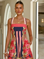 Vibrant Boho Patchwork Mini Dress – Sleeveless Luxe Resort Style - Image 3