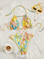 Vibrant Mirage Ring‑Linked Monokini – Multicolor Luxe Swimwear - Image 2