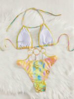 Vibrant Mirage Ring‑Linked Monokini – Multicolor Luxe Swimwear - Image 3